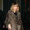 Taylor Swift porte un manteau imprimé léopard dans le quartier de Lower Manhattan à New York City, New York, Etazts-Unis, le 7 novembre 2016.