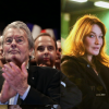 Alain Delon au meeting d'Alain Juppé et Carla Bruni à celui de son mari Nicolas Sarkozy le même jour, le 14 novembre 2016 - photomontage
