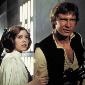 Mark Hamill, Carrie Fisher et Harrison Ford dans "Star Wars : Episode IV - Un nouvel espoir (La Guerre des étoiles)" en 1977