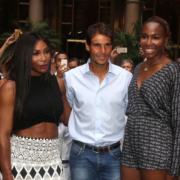 Serena Williams, Rafael Nadal et Venus Williams - People au "Virtual Tennis Tournament" à New York, le 25 août 2016.