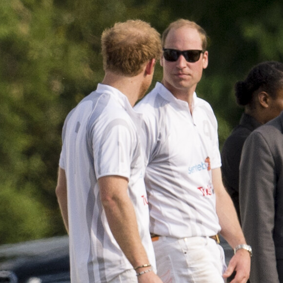 Le prince William, duc de Cambridge et son frère le prince Harry participent à une compétition de Polo "The Audi Polo Challenge" à Ascot le 28 mai 2016.
