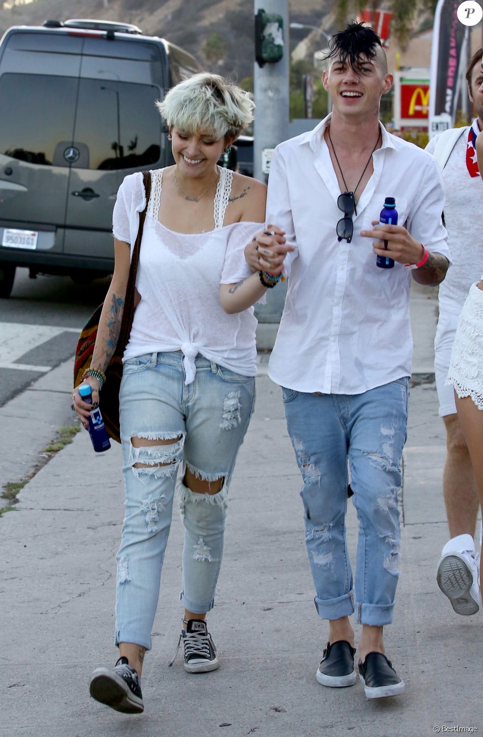 Paris Jackson et son petit ami arrivent à une fête privée au restaurant Nobu à Los Angeles, le 4 juillet 2016