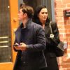 Katy Perry et Orlando Bloom arrivent à leur hôtel 'Jerome' à Aspen dans le Colorado pour assister au mariage de leur amie la styliste Jamie Schneider. Katie se met des gouttes pour les yeux pour se protéger du froid sec de la montagne! Le 8 avril 2016