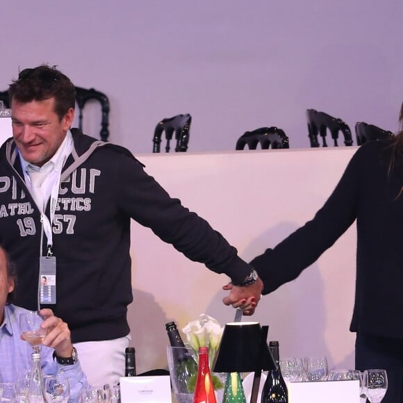 Benjamin Castaldi et sa femme Aurore Aleman - Pro-Am for Charity présenté par Hyatt lors de la troisième journée du Longines Masters de Paris 2016 au parc des expositions de Villepinte le 3 décembre 2016. © Dominique Jacovides-Cyril Moreau