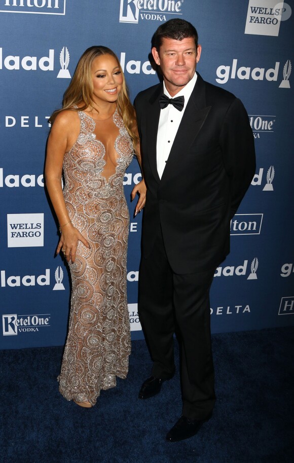 Mariah Carey et son fiancé James Packer à la 27ème soirée annuelle Glaad Media à The Waldorf-Astoria à New York. Les amoureux devraient se dire oui dans le cadre de la télé­réa­lité de la diva, actuel­le­ment en tour­nage. le 14 mai 2016 © Nancy Kaszerman via Bestimage