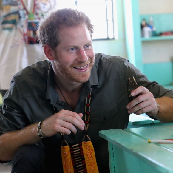 Le prince Harry en Guyane dans le cadre de son voyage aux Caraïbes visite le village de Surama le 3 décembre 2016