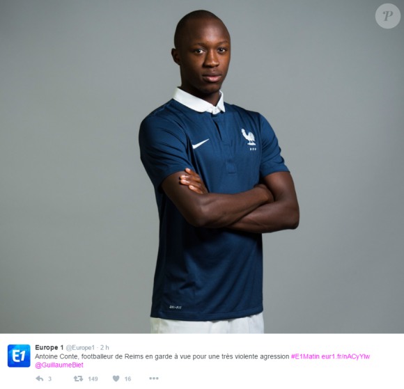 Antoine Conte sous les couleurs de l'équipe de France espoir. Photo postée sur Twitter par Europe 1 le 9 décembre 2016.