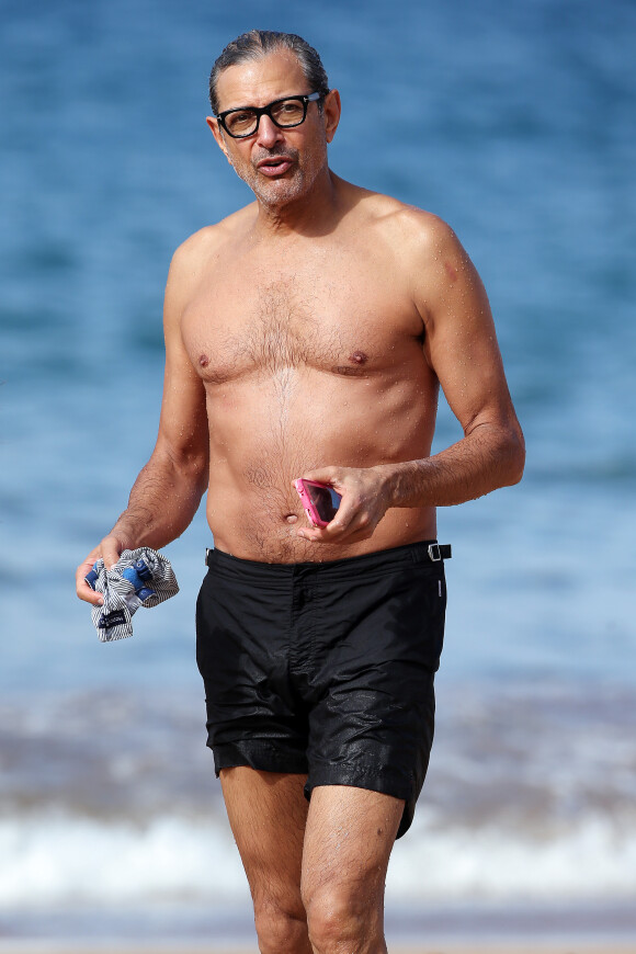 Jeff Goldblum se relaxe sur une plage de Hawaï le 11 décembre 2016