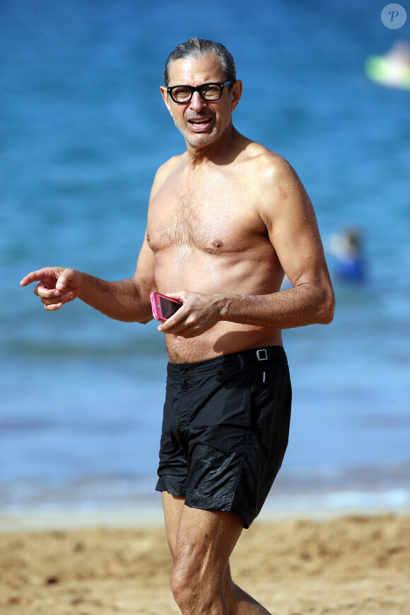 Jeff Goldblum se relaxe sur une plage de Hawaï le 11 décembre 2016