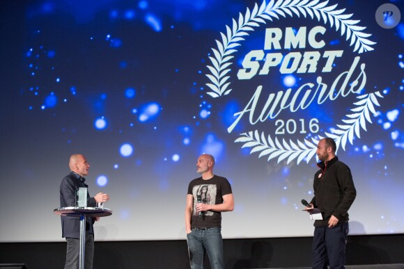 Gilbert Brisbois, Frank Leboeuf et Christophe Dugarry - Cérémonie des RMC Sport Awards 2016 aux Menuires le 9 décembre 2016.