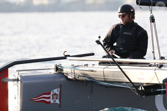 Pierre Casiraghi lors du 4e Monaco Sportsboat Winter Series au Yacht Club de Monaco le 11 décembre 2016, catégorie GC32. Realteam, skippé par Jérôme Clerc, a terminé premier, devant Team Engie de Sébastien Rogues et Malizia, barré par le fils de la princesse Caroline. © Olivier Huitel/ Pool restreint Monaco/Bestimage