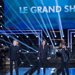 Exclusif - Eddy Mitchell et Jacques Dutronc - Enregistrement de l'émission "Le Grand Show : Spécial Johnny Hallyday", qui sera diffusée sur France 2 le 28 novembre © Cyril Moreau / Bestimage