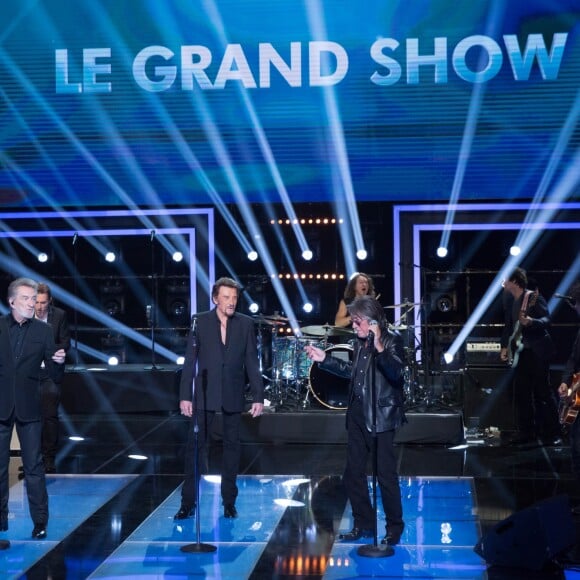 Exclusif - Eddy Mitchell et Jacques Dutronc - Enregistrement de l'émission "Le Grand Show : Spécial Johnny Hallyday", qui sera diffusée sur France 2 le 28 novembre © Cyril Moreau / Bestimage