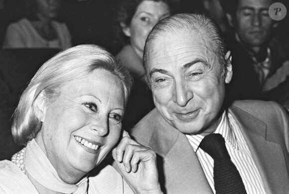 Michèle Morgan et Gérard Oury à Bobino en 1977.