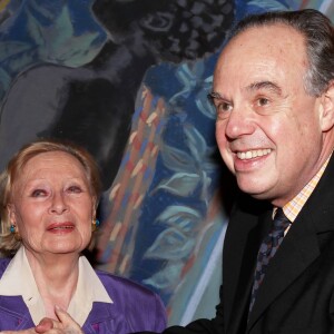 Michèle Morgan et Frédéric Mitterrand à Puteaux le 29 février 2012.