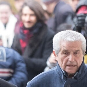 Francis Huster et Claude Lelouch aux obsèques de Michèle Morgan en l'église Saint-Pierre de Neuilly-sur-Seine, le 23 décembre 2016.