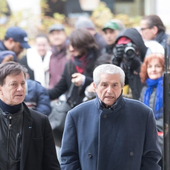 Francis Huster et Claude Lelouch aux obsèques de Michèle Morgan en l'église Saint-Pierre de Neuilly-sur-Seine, le 23 décembre 2016.