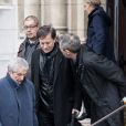 Claude Lelouch, Francis Huster - Sorties des obsèques de Michèle Morgan en l'église Saint-Pierre de Neuilly-sur-Seine. Le 23 décembre 2016