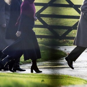Le prince Charles, la duchesse Camilla, le duc d'Edimbourg, le prince Edward avec son épouse la comtesse Sophie de Wessex et leur fille Lady Louise arrivent à la messe de Noël en l'église St Mary à Sandringham (Norfolk) le 25 décembre 2016.
