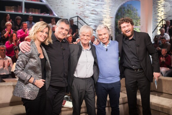 Exclusif - Wendy Bouchard, Jean-Marie Bigard, Dave, Daniel Guichard et Olivier De Benoist - Enregistrement de l'émission "Même Le Dimanche" présentée par Dave et Wendy Bouchard à La Plaine Saint-Denis, le 5 décembre 2016. Diffusion sur France 3 le 1er janvier 2017.