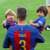Gérad Piqué avec ses enfants Milan et Sasha - Le FC Barcelone de Lionel Messi remporte le premier match de l'année en Ligua, 6 à 2 contre le Betis Seville au Camp Nou à Barcelone le 20 Août 2016.