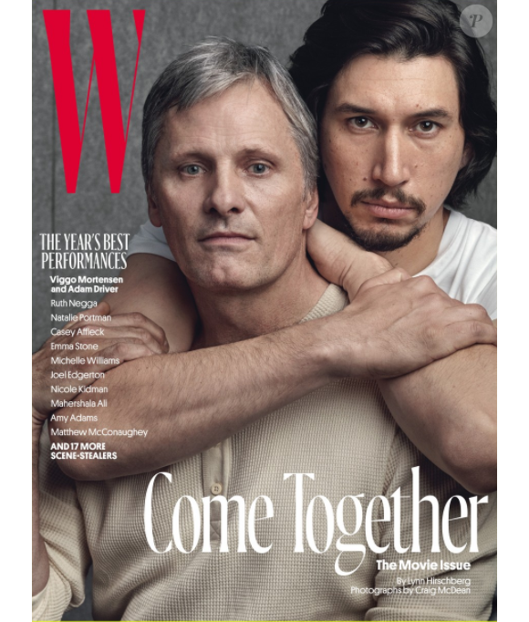Couverture du magazine W - janvier 2017 : Viggo Mortensen et Adam Driver