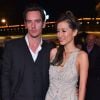 Jonathan Rhys-Meyers, acteur, chanteur et mannequin irlandais, et sa fiancée Mara Lane - Soirée du MIP TV 2016 à l'hôtel Martinez à Cannes. Le 4 avril 2016
