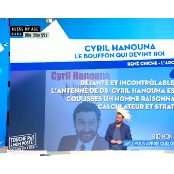 Cyril Hanouna recevait dans TPMP le 6 janvier 2017 René Chiche, auteur de la biographie non autorisée Cyril Hanouna - Le bouffon qui devint roi. L'occasion de débattre de l'ouvrage et des rumeurs qu'il véhicule...