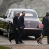 Michael Middleton, James Middleton et Carole Middleton arrivent à la messe le 8 janvier 2017 à l'église de Sandringham (Norfolk).