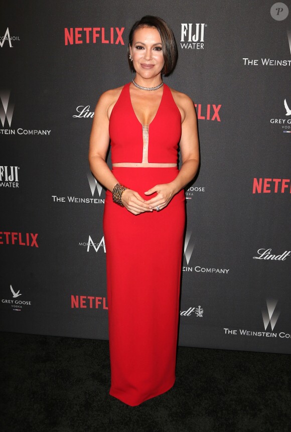 Alyssa Milano au photocall de l'afterparty Weinstein Company et Netflix après les Golden Globes au Beverly Hilton de Los Angeles le 8 janvier 2017. © F. Sadou/AdMedia via ZUMA Wire / Bestimage