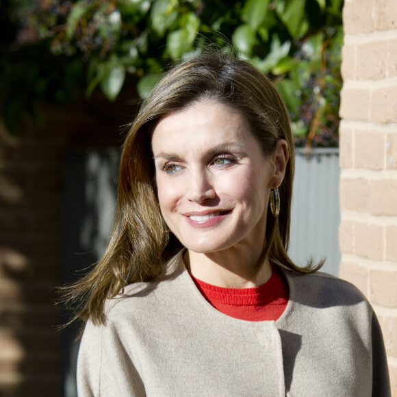 La reine Letizia d'Espagne arrive à une réunion de travail avec le conseil de la Fédération espagnole des maladies rares (Feder) à Madrid. Le 12 janvier 2017 12/01/2017 - Madrid