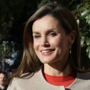 La reine Letizia d'Espagne arrive à une réunion de travail avec le conseil de la Fédération espagnole des maladies rares (Feder) à Madrid, Espagne, le 12 janvier 2017.  Queen Letizia of Spain during a working meeting with the board of the Spanish federation of rare diseases (Feder) in Madrid, Spain on Thursday, January 12, 2017.12/01/2017 - Madrid