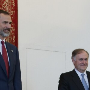 Le roi Felipe VI d'Espagne lors de la remise des bureaux de secrétaire d'ambassade à Madrid. Le 11 janvier 2017