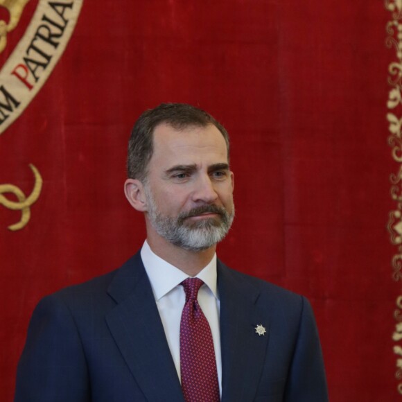 Le roi Felipe VI d'Espagne lors de la remise des bureaux de secrétaire d'ambassade à Madrid. Le 11 janvier 2017