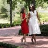 La reine d'Espagne Letizia reçoit Michelle Obama au palais de la Zarzuela à Madrid, le 30 juin 2016.