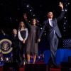 Le vice-président Joe Biden, le président Barack Obama, son épouse Michelle et leur fille Malia à McCormick Place. Chicago, le 10 janvier 2017.
