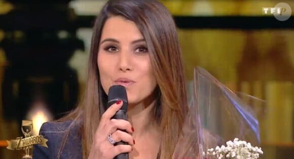 Karine Ferri fait un discours après avoir reçu le prix de femme la plus sexy de 2016 - "Z'awards de la télé", vendredi 13 janvier 2017, TF1