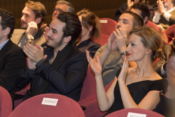 Gaston Ardisson et Audrey Crespo-Mara - Cérémonie du Prix Philippe Caloni décerné à Thierry Ardisson à la SCAM (Société civile des auteurs multimedia) à Paris le 17 janvier 2017.