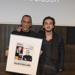 Thierry Ardisson et son fils Gaston Ardisson - Cérémonie du Prix Philippe Caloni décerné à Thierry Ardisson à la SCAM (Société civile des auteurs multimedia) à Paris le 17 janvier 2017.