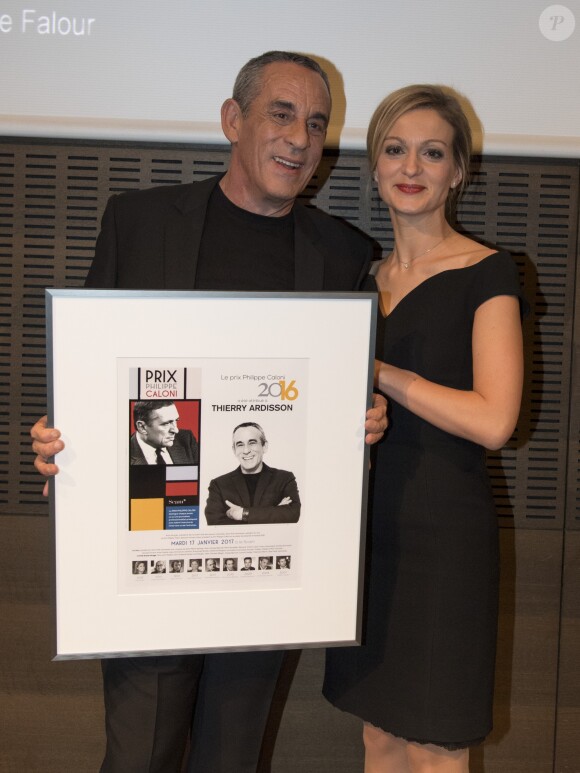 Thierry Ardisson et sa femme Audrey Crespo-Mara - Cérémonie du Prix Philippe Caloni décerné à Thierry Ardisson à la SCAM (Société civile des auteurs multimedia) à Paris le 17 janvier 2017.