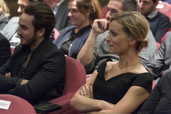 Gaston Ardisson, Audrey Crespo-Mara - Cérémonie du Prix Philippe Caloni décerné à Thierry Ardisson à la SCAM (Société civile des auteurs multimedia) à Paris le 17 janvier 2017.