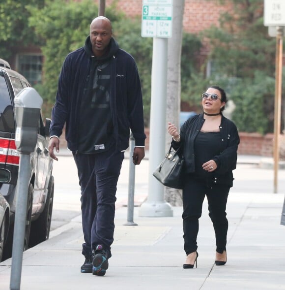 Exclusif - Lamar Odom est allé déjeuner avec son ex petite amie Liza Morales à Beverly Hills. Depuis sa séparation avec son ex femme Khloe Kardashian, Lamar a passé beaucoup de temps avec Liza et leurs 3 enfants. Le 6 décembre 2016