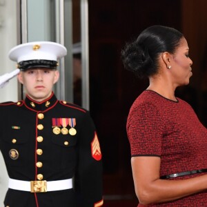 Michelle et Barack Obama à la Maison-Blanche, avant l'investiture de Donald Trump, 45e président des Etats-Unis. Washington, le 20 janvier 2017.