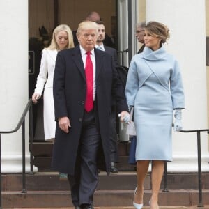Melania et Donald Trump quittent l'église St. John's Church avant l'investiture. Washington, le 20 janvier 2017.