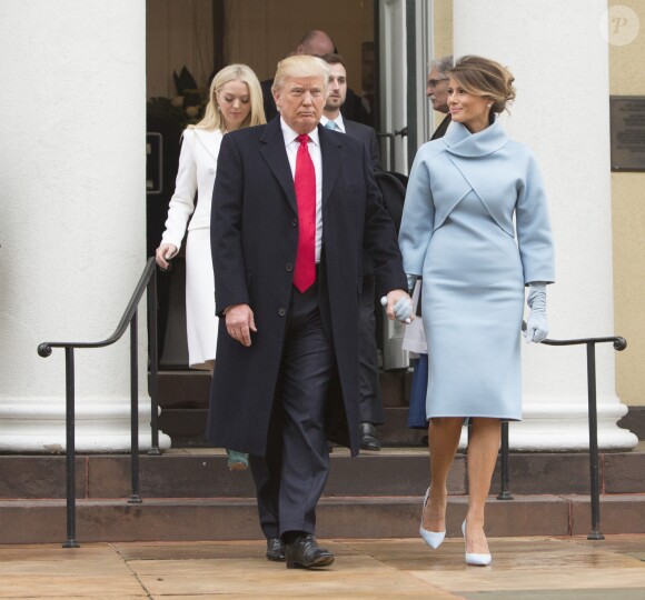 Melania et Donald Trump quittent l'église St. John's Church avant l'investiture. Washington, le 20 janvier 2017.