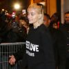 Paris Jackson quitte le défilé de mode Hommes Automne-Hiver 2017/2018 "Givenchy" à Paris le 20 janvier 2017.