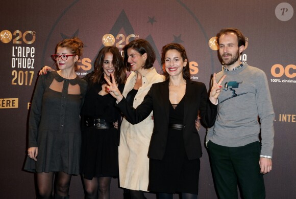 Alice Belaïdi, Audrey Dana, Alice Belaïdi, Antoine Gouy pour le film "Si j'étais un homme" lors du 20e Festival du film de comédie à l'Alpe d'Huez, le 20 janvier 2017. © Dominique Jacovides/Bestimage