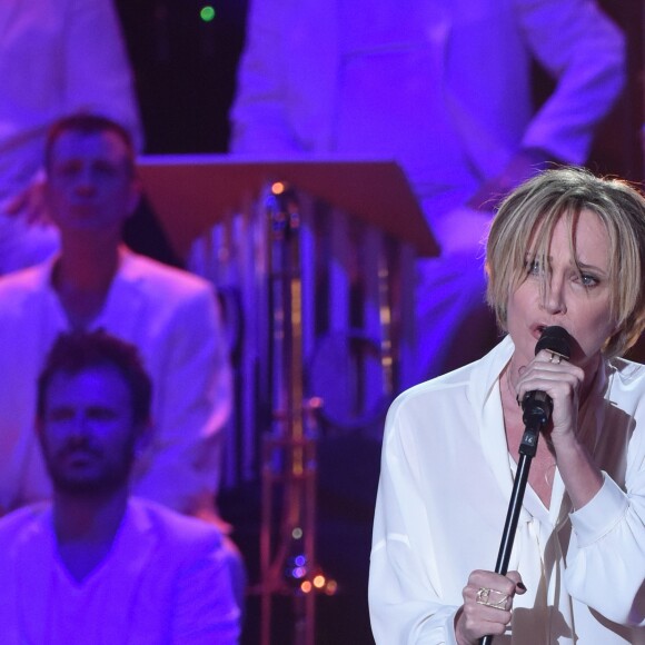 Exclusif - Patricia Kaas lors de l'Enregistrement de l'émission "Les années bonheur" présentée par Patrick Sébastien à La Plaine-Saint-Denis le 11 octobre 2016. L'émission sera diffusée le 10 Décembre 2016. © Giancarlo Gorassini/Bestimage
