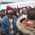 Shia Labeouf manifeste et dévoile son nouveau projet artistique au musée Moving Picture à New York, le 20 janvier 2017