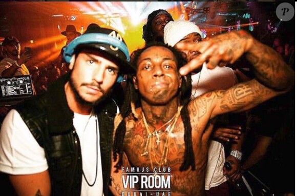 Rodolphe, candidat anonyme des "Anges 9" pose avec Lil Wayne lors d'une soirée à Dubaï, Instagram, 2016
